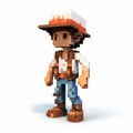 3d Pixel Cartoon Of Minecraft Character With Rustic Americana Hat