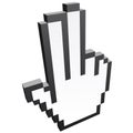 3D Pixel graphic hand - two fingers Sign