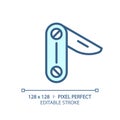 Customizable penknife simple thin linear blue icon