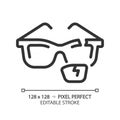 2D customizable thin linear black broken eyeglasses icon
