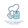 2D thin linear pixel perfect simple blue dog tag icon Royalty Free Stock Photo