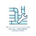 2D customizable thin linear blue pipe repair icon