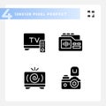 2D pixel perfect pack of glyph style journalism icons Royalty Free Stock Photo