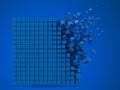 3d pixel style square data block. made with blue cubes. three dimensional vector illustration. Royalty Free Stock Photo