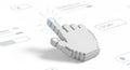 A 3D, pixelated cursor hand, reminiscent of early computer graphics, is depicted a Royalty Free Stock Photo