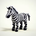 3d Pixelated Zebra Model - Blocky Monochromatic Graphic Design