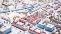 3D plan of the city, drawings on paper with architectural details and buildings Royalty Free Stock Photo