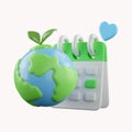 3d Planet Earth Calendar. ecology and environment concept. Eco awareness recycling energy efficiency. icon isolated on