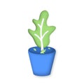 3D plant vector icon. Flower, leaves, tree in pot. Houseplant, ecology, bio and natural products, gardening concept. Cartoon minim Royalty Free Stock Photo
