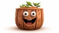 Happy Cedar Compost Bin: Animation Cartoon With Detailed Foliage