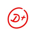 D plus letter grade, hand drawn illustration - Vector Royalty Free Stock Photo