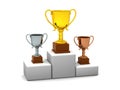 Podium With Trophies Royalty Free Stock Photo