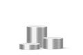 3d podium platform cylinders, silver pedestal stages for product presentation or winner Royalty Free Stock Photo