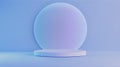 3D podium with round glass morphism decoration Royalty Free Stock Photo