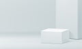 3d podium white rectangular box decorative wall premium studio background realistic vector