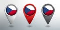 3D Pointer, Tag and Location Marker with Round Flag Nation of Czech White, Red and Grey Glossy Model