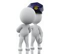 3d Policeman arresting a thief against white background.