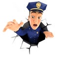 3d policeman falling down into a hole Royalty Free Stock Photo