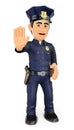 3D Policeman ordering to stop with hand