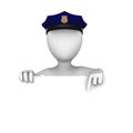 3d policeman pointing finger to blank billboard Royalty Free Stock Photo