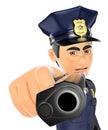 3D Policeman pointing a gun in front Royalty Free Stock Photo