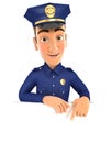 3d policeman pointing to empty wall Royalty Free Stock Photo