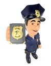 3D Policeman showing police badge Royalty Free Stock Photo