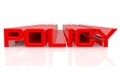 3D POLICY word on white background 3D rendering Royalty Free Stock Photo