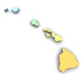 3d Political Map of Hawaii