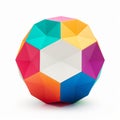 Colorful Geometric Sculpture Ball On White Background