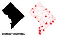 2D Polygonal Map of District Columbia with Red Stars