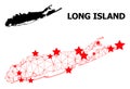 2D Polygonal Map of Long Island with Red Stars