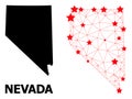 2D Polygonal Map of Nevada State with Red Stars
