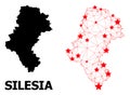 2D Polygonal Map of Silesia Province with Red Stars