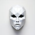 3d Polygonal Monochromatic Shape Mask - Silver Kabuki Theater Design Royalty Free Stock Photo