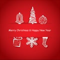 3d pop up christmas ornaments .New year backdrop.Holiday greeting card.Vector and illustration red background with text and space. Royalty Free Stock Photo