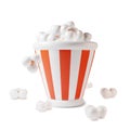 3d Popcorn in Striped Paper Box Plasticine Cartoon Style. Vector Royalty Free Stock Photo