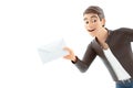 3d portrait cartoon man holding envelope