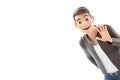 3d portrait cartoon man saying hello