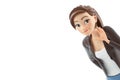 3d portrait cartoon woman saying hello