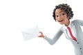 3d portrait character businesswoman holding envelope Royalty Free Stock Photo