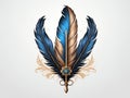 2d portrait of a feather medieval crest isolated in wh ai generated Royalty Free Stock Photo