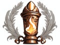 2d portrait of a torch medieval crest isolated in whit ai generated