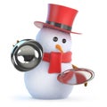 3d Posh snowman silver service Royalty Free Stock Photo