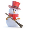 3d Posh snowman sweeps up Royalty Free Stock Photo