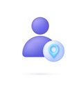 3D Position icon. Location pin with man icon. GPS navigator pointer