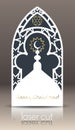 3d postcard layout with Islamic Oriental pattern for laser cutting paper. Indian heritage, Arabesque, Persian motif