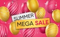3d poster of Summer Mega Sale realistic design