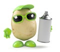 3d Potato has a can of spraypaint Royalty Free Stock Photo