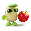 3d Potato man has an apple